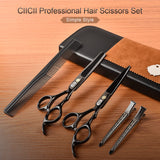 CIICII Hair Cutting Scissors Shears Kit, Professional Hairdressing Scissors Set (Hair Beard Trimming Shaping Grooming Thinning Shears) for Men Women Hairdresser Home Salon Barber Haircut Kit (Black)