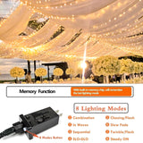 SANJICHA Extra-Long Christmas Lights Outdoor/Indoor, Upgraded Super Bright String Lights, Waterproof 8 Modes Plug in Fairy Lights for Bedroom Party Wedding Garden (Warm White, 300LED)