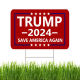 Trump 2024 Save America Again Red Yard Sign With H Stake Double Sided For President Donald Trump Republican Conservative