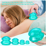 Geiserailie 16 Pcs 4 Sizes Cupping Therapy Set Silicone Cupping Massage Cups Professional Chinese Cupping Therapy Cup Vacuum for Cellulite Reduction Body Myofascial Muscle Nerve (Green)