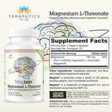 Magnesium L Threonate (Original Magtein Formula) - 2000 mg 100 Vegan Capsules Non-GMO Highly Absorptive Pure Supplement A Vitamin for Cognition Pills are Without Laxative Properties