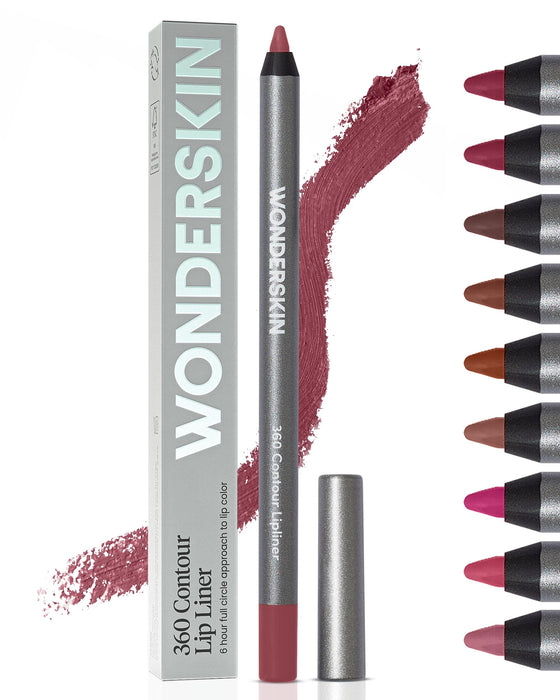 Wonderskin Lipliner Pencil - 360 Contour Lipliner, Long Lasting, Sharpenable Lip Pencil, Waterproof and Transfer-Proof Nude Lip Liner (Mauve)