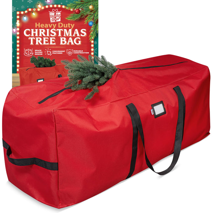 Holiday Cheer Heavy Duty Artificial Christmas Tree Storage Bag Fits Up to 9ft Tall, Waterproof with Durable Handles & Zipper Xmas Tree Storage Bag (RED)