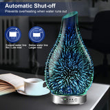 MAXWINER Essential Oil Diffusers Ultrasonic 3D Glass Aromatherapy Diffuser, Auto Shut-Off, Timer Setting, 7 Colors LED Lights Changing for Home, Office, Spa 120ml