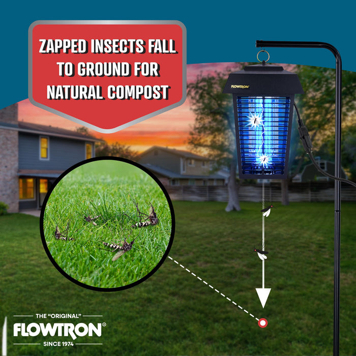 Flowtron Electric Bug Zapper 1 Acre Outdoor Insect Control with Dual Lure Method, 40W UV Light & Octenol Attractant for Fly & Mosquito, 5600V Kill Grid, Made in USA, UL Certified