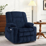 MCombo Small Dual Motor Power Lift Recliner Chair Sofa with Massage and Heat for Elderly People Petite, Infinite Position, USB Ports, Fabric 7893 (Small-Regular, Navy Blue)