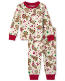 The Children's Place baby girls Family Matching Christmas Holiday Sets, Snug Fit 100% Cotton, Adult, Big Kid, Toddler, Pajama Set, Vanilla Gingerbread, 9-12 Months US