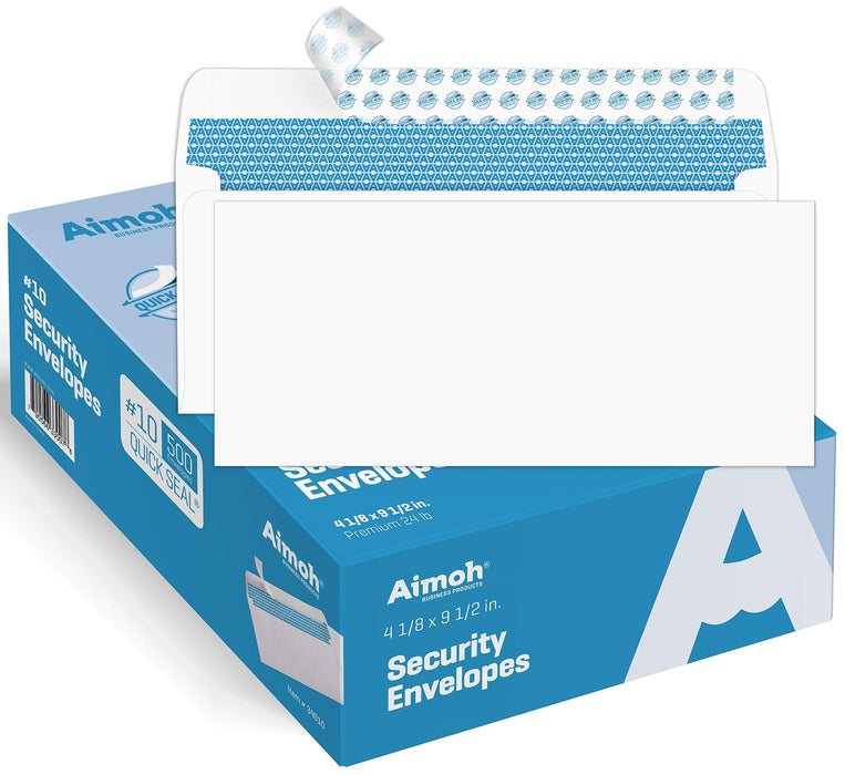 #10 Security Self-Seal Envelopes, Windowless Design, Premium Security Tint Pattern, Ultra Strong Quick-Seal Closure - EnveGuard - Size 4-1/8 x 9-1/2 Inches - White - 24 LB - 500 Count (34010)