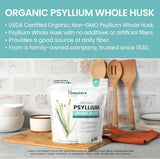 Himalaya Organic Psyllium Whole Husk, Natural Daily Fiber Supplement, Regularity, Appetite Management, USDA Certified Organic, Non-GMO, 56-Tablespoon Supply, Unflavored, 12 Oz