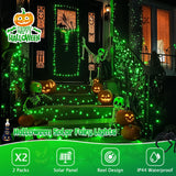 JMEXSUSS 2 Pack Green Solar Halloween Lights, Total 66ft 200 LED Green Solar Lights Outdoor, Waterproof Green Halloween Lights for Outside Patio Garden Party Christmas Tree Halloween Decorations