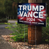 24"x18" 'Trump Vance 2024 Make America Great Again' Yard Sign with Stakes, Double Sided Political Yard Sign for Republican Party (Design 1)