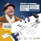 Dellona Next-level Hearing Aids For Seniors Severe Hearing Loss - Hearing Aids Rechargeable W/ Type-c - Comfort Design BTE Hearing Aids - Otc Hearing Aids For Seniors Rechargeable With Noise Cancelling - (Pair) Hearing Amplifiers For Seniors - (Blue)