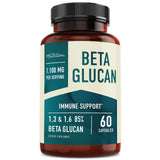 Beta Glucan Supplement 1100mg for Immunity, Skin & Gut Support | 1,3D & 1,6 Beta Glucans Extra Strength Formula | 85% Concentrated & Over 500mg Per Capsule | Non-GMO, Vegan, Gluten-Free 60ct
