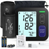 AQESO Blood Pressure Monitor Upper Arm with 2 Size Cuffs M/L & XL, Medium/Large 9"-17" and Extra Large 13"-21", Accurate Automatic Digital BP Machine for Home Use, Large Backlit Display, 2-User Mode