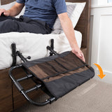 Stander EZ Adjust Bed Rail, Adjustable Senior Bed Rail and Bed Assist Grab Bar for Elderly Adults with Organizer Pouch, Black