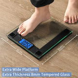 Vitafit 550lb Extra-High Capacity Digital Body Weight and BMI Bathroom Scale Via Smart APP, Weighing Professional Since 2001, 8mm Tempered Glass and Step-on, Extra Large Blue Backlit LCD,Black