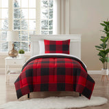 5 Piece Comforter Set Bed in a Bag Buffalo Check Christmas Print All Season Soft Down Alternative Bedding Comforter Set & Luxurious White Microfiber Bed Sheets, Twin, Buffalo Plaid Burgundy/Black