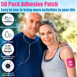 Nuanchu 50 Pieces Adhesive Patches Compatible with Omnipod Shower Waterproof Pre-Cut Adhesive Patches with Strap Pre-Cut Sweatproof Tape Continuous Glucose Monitor Protection (Rose Red)