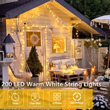 SANJICHA Extra-Long Christmas Lights Outdoor/Indoor, Upgraded Super Bright String Lights, Waterproof 8 Modes Plug in Fairy Lights for Bedroom Party Wedding Garden (Warm White, 300LED)