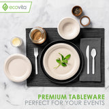 Ecovita 100% Compostable Spoons - 500 Large Disposable Utensils (6.5 in.) Bulk Size Eco Friendly Durable and Heat Resistant Alternative to Plastic Spoons with Convenient Tray