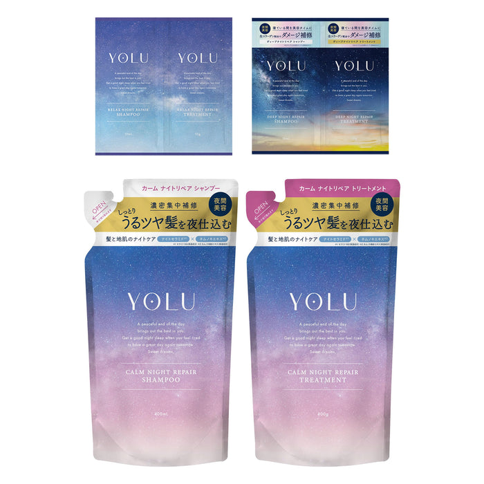 YOLU Yol | Shampoo Treatment Set, Refill, Calm Night Repair, Sample of Different Series, Pack of 2