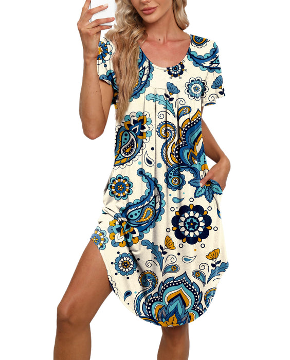 Bestshow Lounger House Dresses for Women Elderly With Pockets Mumu Dresses Moo Moos for Women Moomoo Dresses for Women