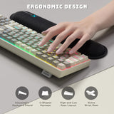 Wireless Mechanical Gaming Keyboard, 100 Keys Retro Keyboard Hot Swap, 3-Mode BT/2.4G/USB-C, 3000mAh Battery, Rainbow Backlit Ergonomic Keyboard with Wrist Rest Win/Mac, Silent Switch, Creamy Gray