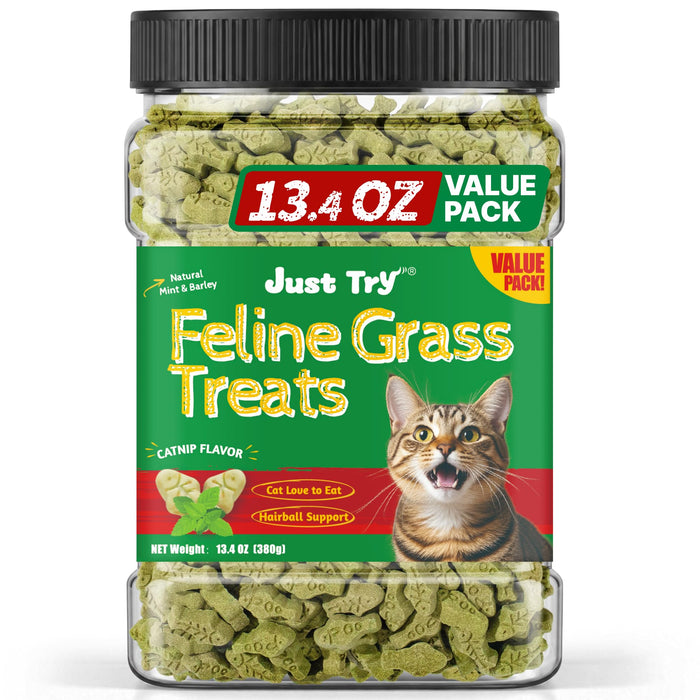 Just Try Cat Grass Treats for Indoor Cats Hairball Control 13.4 OZ