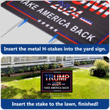 Trump 2024 Yard Signs with H-Stakes, 2PCS 16" X 12" Trump 2024 Take America Back Yard Signs, Placard Voted for Trump Outdoor Lawn Yard Garden Decoration