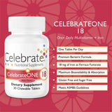 Celebrate Vitamins CelebrateONE 18 One Per Day Bariatric Multivitamin with Iron Chewable Tablet, 18 mg of Iron, Black Cherry, For Post-Bariatric Surgery Patients, 30 count