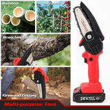 WISCKY Mini Chainsaw Cordless Power Electric-Chain-Saws - 4 Inch Battery Power Chainsaw Small Portable One-Hand Handheld, 26V Rechargeable Operated, for Tree Trimming and Branch Wood Cutting