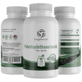 LongLifeNutri Palmitoylethanolamide 400 mg Capsules - 120 Veggie Pills | Micronized Pea Formula | Premium Quality Supplement