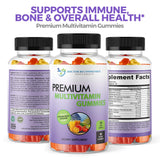 Multivitamin Gummies for Adults and Kids with Vitamin A, C, D3, E, B6, B12, Biotin and Zinc with No High Fructose Corn Syrup, Gluten or Artificial Sweeteners - 60 Gummy Vitamins, Full 30-Day Supply