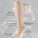 IMAGERIO 6 Pairs Compression Socks for Women and Men Circulation, 20-30 mmhg Knee High Best Support for Athletic Running, Cycling, Hiking, Medical, Nurse, Recovery -Khaki (L)