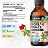 BIO KRAUTER MAUWE Herbs Panax Ginseng Liquid Drops - Korean Ginseng Extract Alcohol Free - Organic Red Ginseng Tincture for Immune Support - Vegan, Sugar Free Ginseng Drops 4 Fl.Oz.