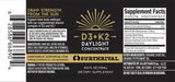 Surthrival: Vitamin D3+K2 Daylight Concentrate, AKA The Sunshine Vitamin, 0.5 oz, Approx. 270 Servings, Supports Immune, Cardiovascular & Bone Health