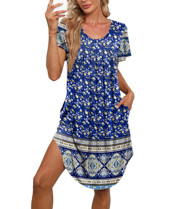 Bestshow Lounger House Dresses for Women Elderly With Pockets Mumu Dresses Moo Moos for Women Moomoo Dresses for Women