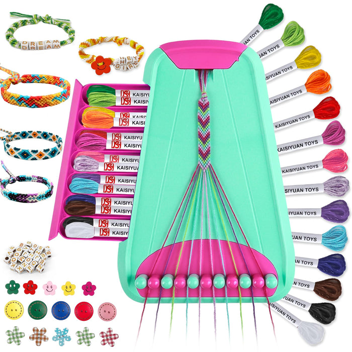 Arts and Crafts for Kids Ages 8-12,Friendship Bracelet Making Kit for Girl,Kids Jewelry Making Kit with 28 Pre-Cut Threads,Christmas Birthday Gifts for Ages 6 7 8 9 10 11 12 Year Old Rose