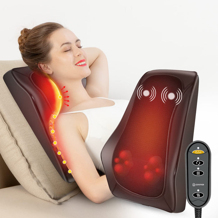 COMFIER Shiatsu Massager for Neck, Shoulders, and Back - Heat and 3D Kneading for Pain Relief - Massage Pillow Gift for Men and Women