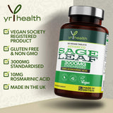 Sage Tablets 3000mg High Strength for Hot Flushes, Night Sweats, Perimenopause & Menopause Symptoms - 90 Vegan Tablets not Capsules - Standardised 10mg Rosmarinic Acid - Made in The UK by YrHealth