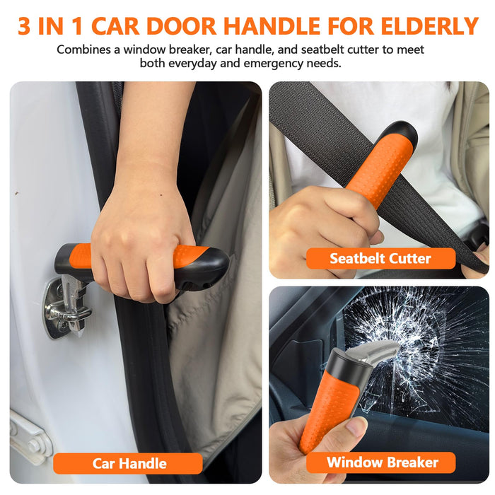 Kaiedos Car Door Handle for Elderly - 3 in 1 Car Handle Assist, 2 Pack Auto Cane Portable Vehicle Support Handle Door Assist Bar, Max Load: 500 Lbs, Anti-Slip Design