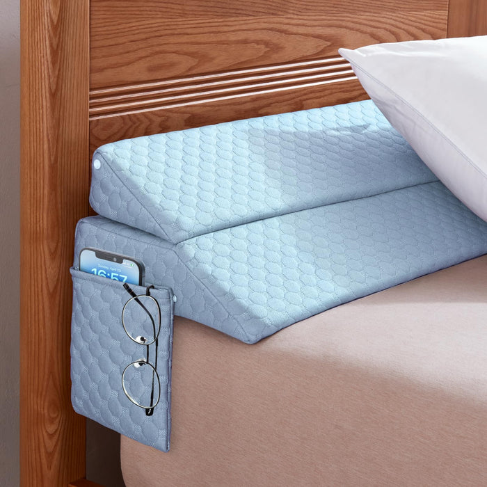 EUHAMS King Size Bed Wedge Pillow - Bed Gap Filler Mattress Wedge Headboard Pillow Close The Gap 0-7" Between Your Headboard and Mattress or Wall for Sleeping Backrest Pillow（Blue 76"x10"x6" ）