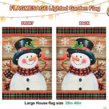 Lighted Christmas Garden Flag for Outside, Led Snowman Garden Flag Decor, Winter Yard Flag 12x18 Double Sided for Outdoor Yard Porch Lawn Decoration