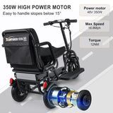 TopMate ES10 3 Wheel Electric Scooter Lightweight Folding Powered Mobility Scooter for Adult Seniors with Ergonomic Seat and Removable Battery, 350W Motor & 20Mi Long Range E-Trike with Basket - Black