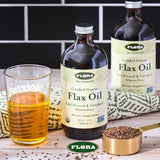 Flora Certified Organic Flax Seed Oil - Cold Pressed & Unrefined - Non-GMO, Gluten-Free, Kosher Omega Flax Oil Blend - Essential Fatty Acids for Wellness - Amber Glass Bottle - 32 oz