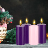 Mega Candles 4 pcs Unscented Christmas Advent Round Pillar Candle, Hand Poured Premium Wax Candles 3 Inch x 6 Inch, Holidays, Church, Decorations, Devotional, Celebration, Party & More