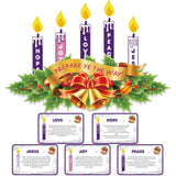 Copkim 16 Pcs Advent Wreath Candle Magnet Christmas Magnetic for Refrigerator Decor Love Hope Peace Joy Jesus Religious Magnets for Christmas Decorations