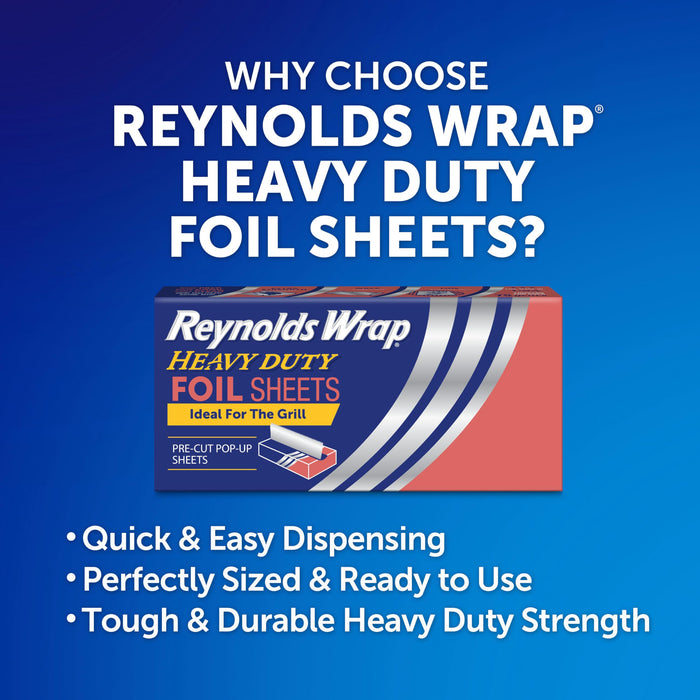 Reynolds Wrap Pre-Cut Pop-Up Heavy Duty Aluminum Foil Sheets, 14 x 10.25 Inches, 30 Sheets (Pack of 5), 150 Total