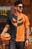 Arvilhill Halloween Shirts for Men Novelty Print Patterns T-Shirt Adult Pumpkin Man Skeleton Funny Short Sleeve Crewneck Comfortable Party S