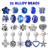 MJartoria Advent Calendar 2024 for Women - Blue Jewelry Set Christmas Countdown-Inclued Blue Snowflake Metal Charms Beads DIY Necklaces Bracelets Making Kit Jewelry Surprise Gifts